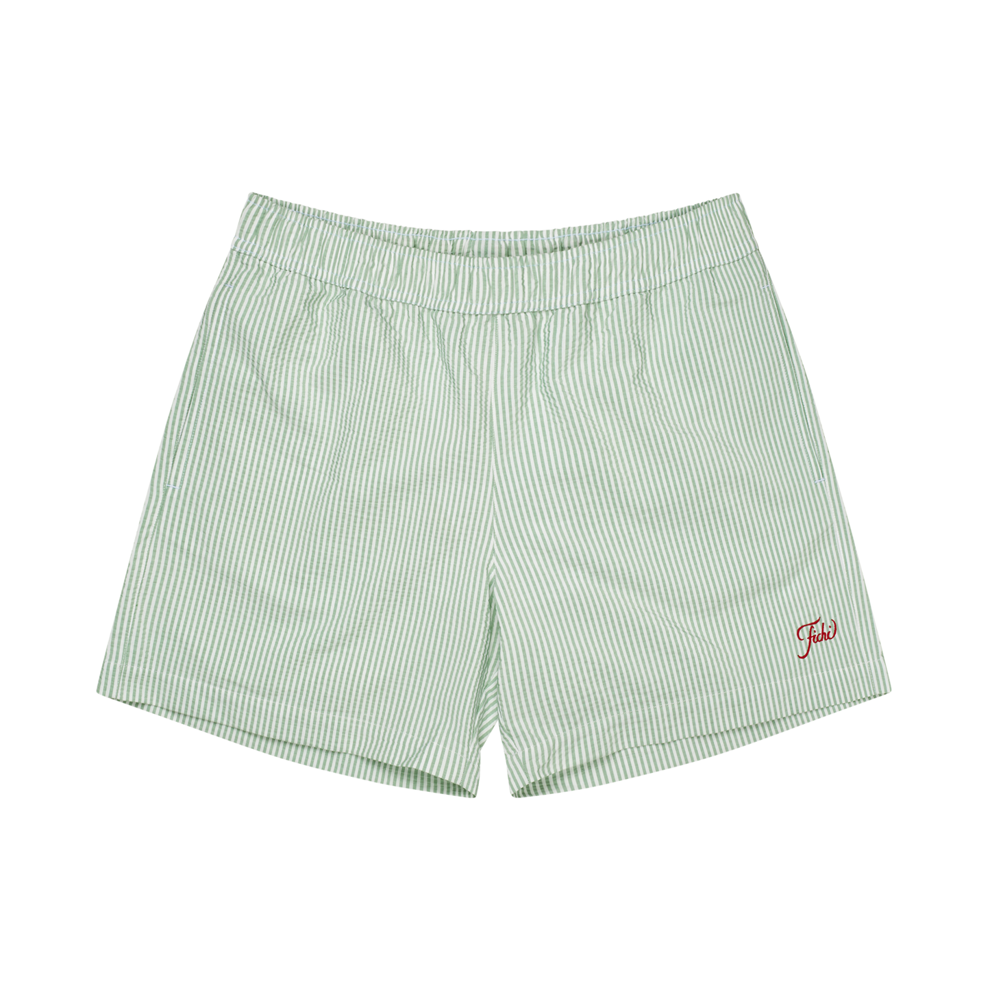 Green stripe swim trunks