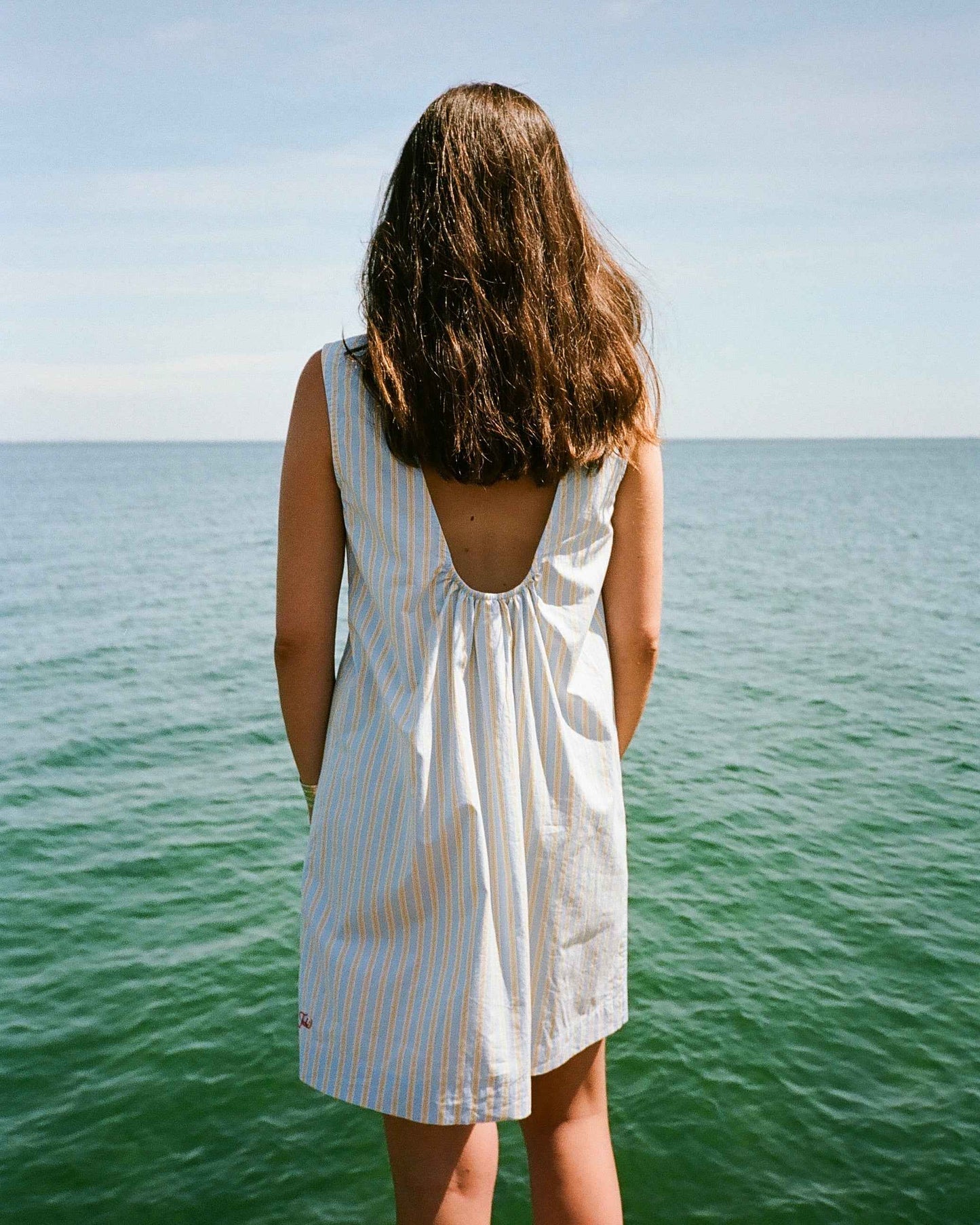 blue & yellow stripe summer dress