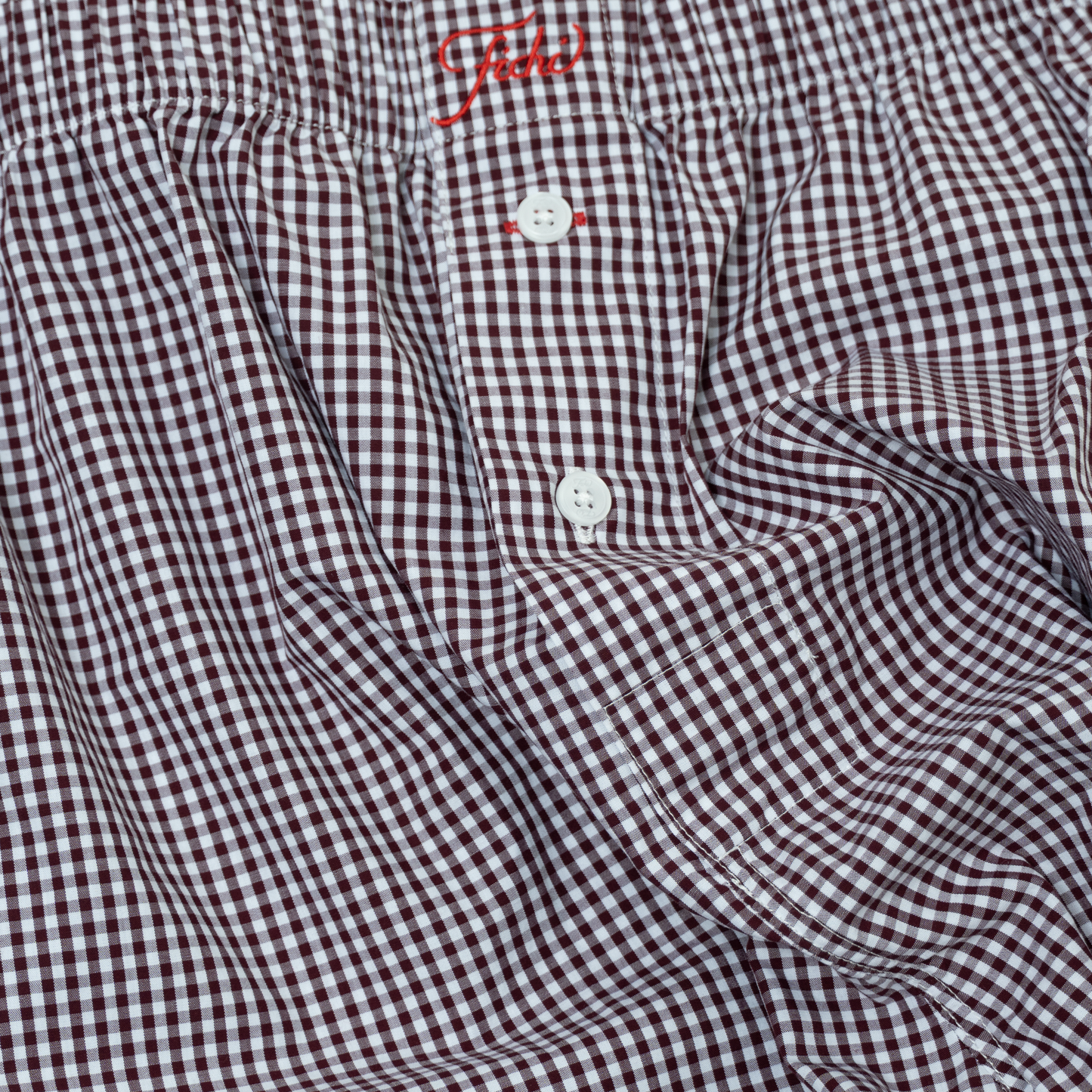 burgundy check boxers