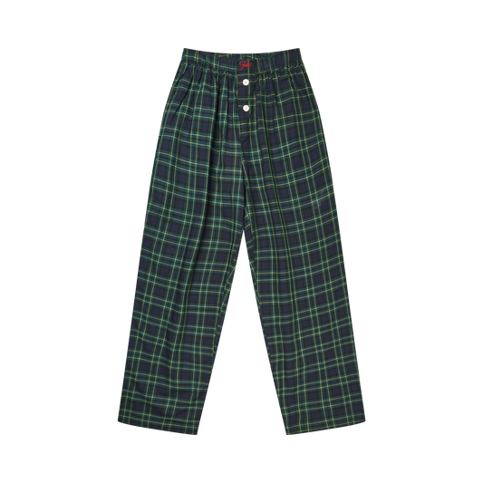 Royal green check long boxers