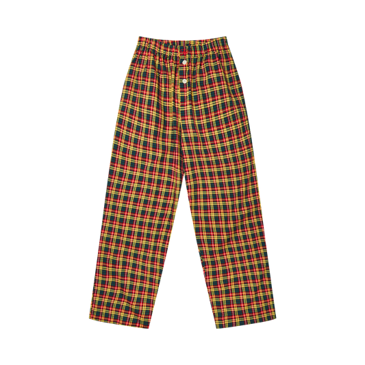 Royal red check long boxers