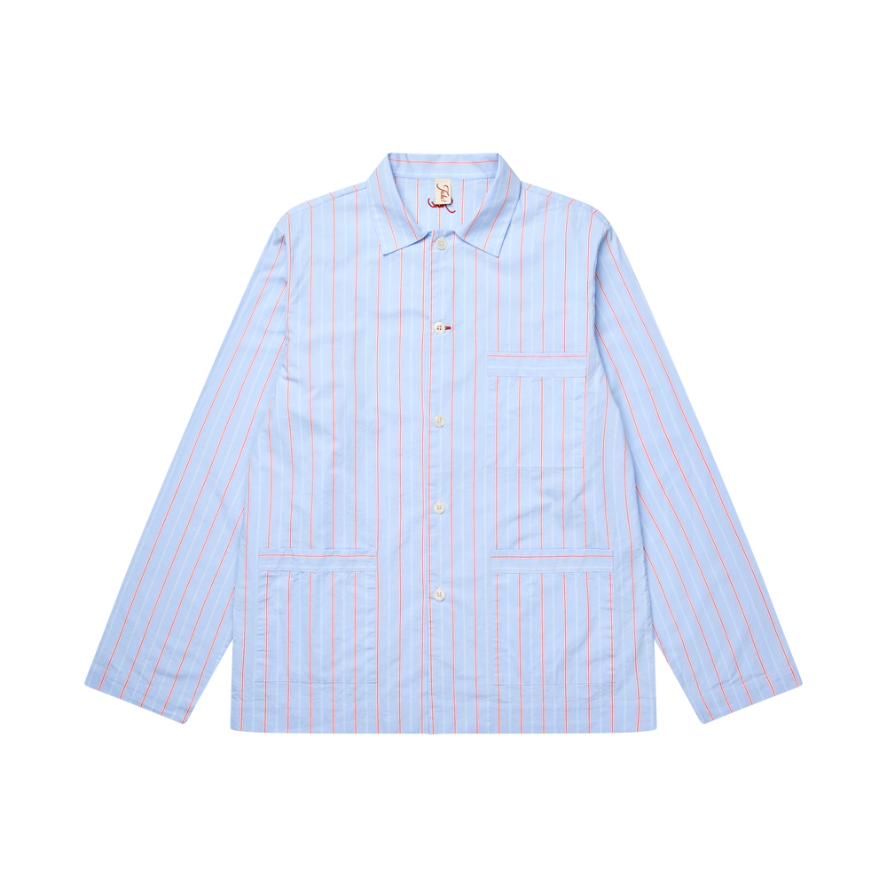 Blue candy stripe trio shirt