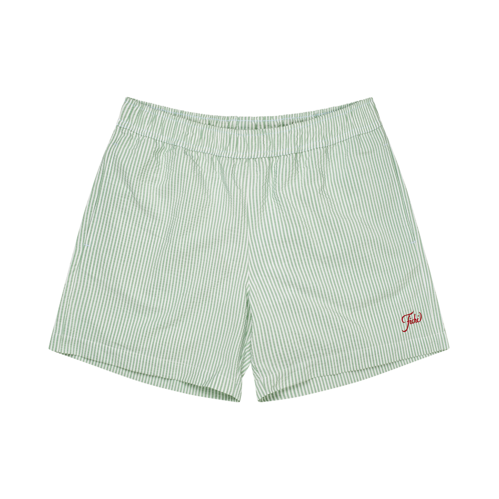 Green stripe swim trunks