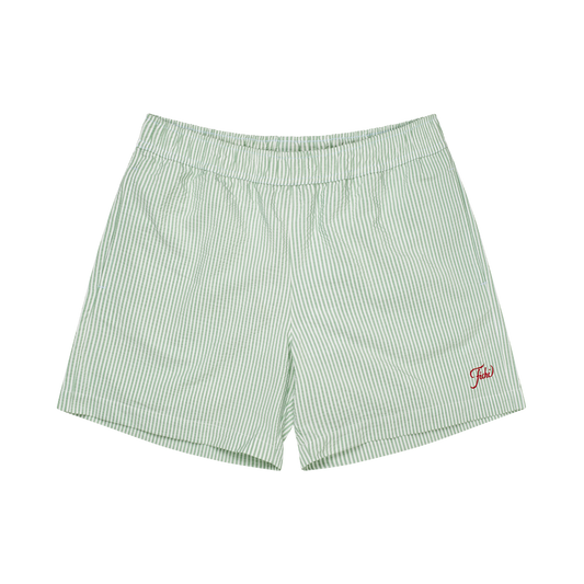 Green stripe swim trunks