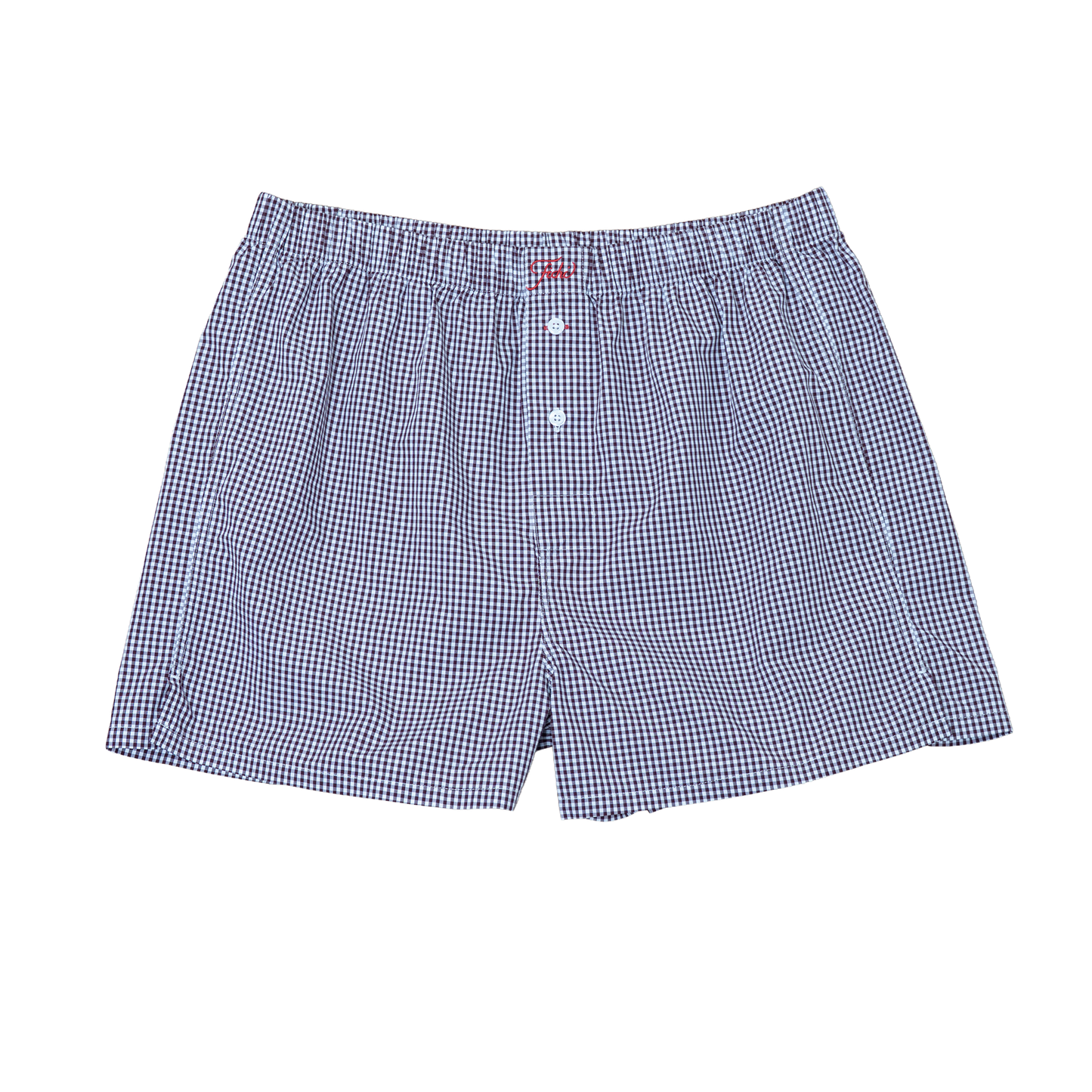 burgundy check boxers