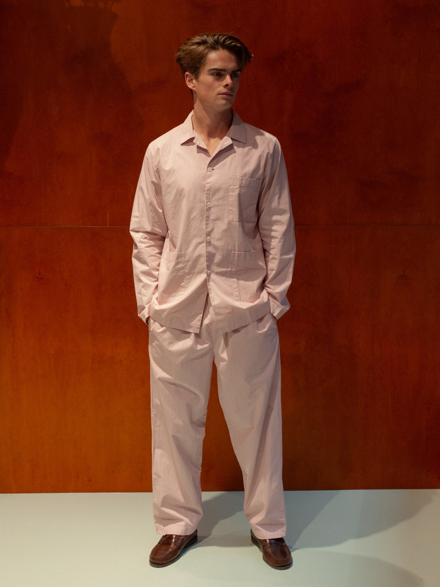 Soft pink stripe long boxers - Fichi collection