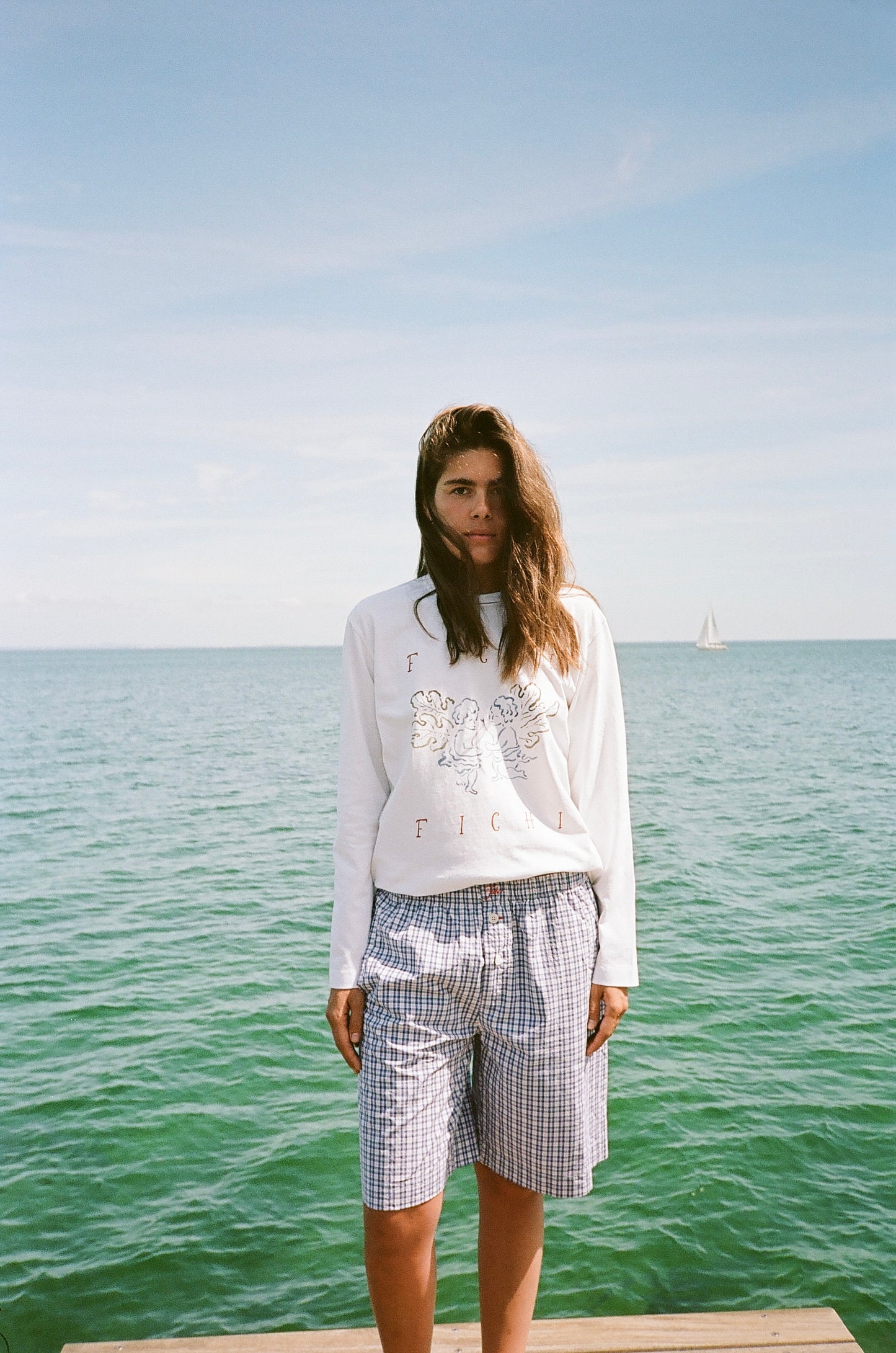 blue check Bermuda shorts