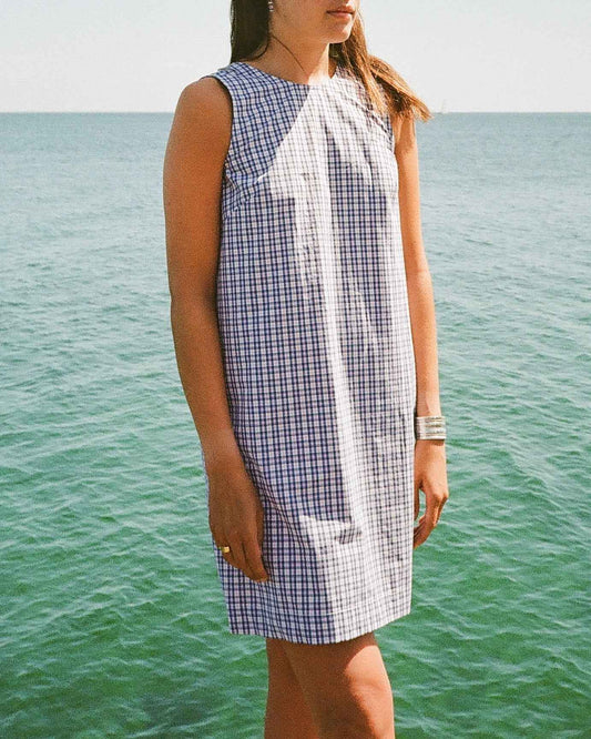 blue check summer dress
