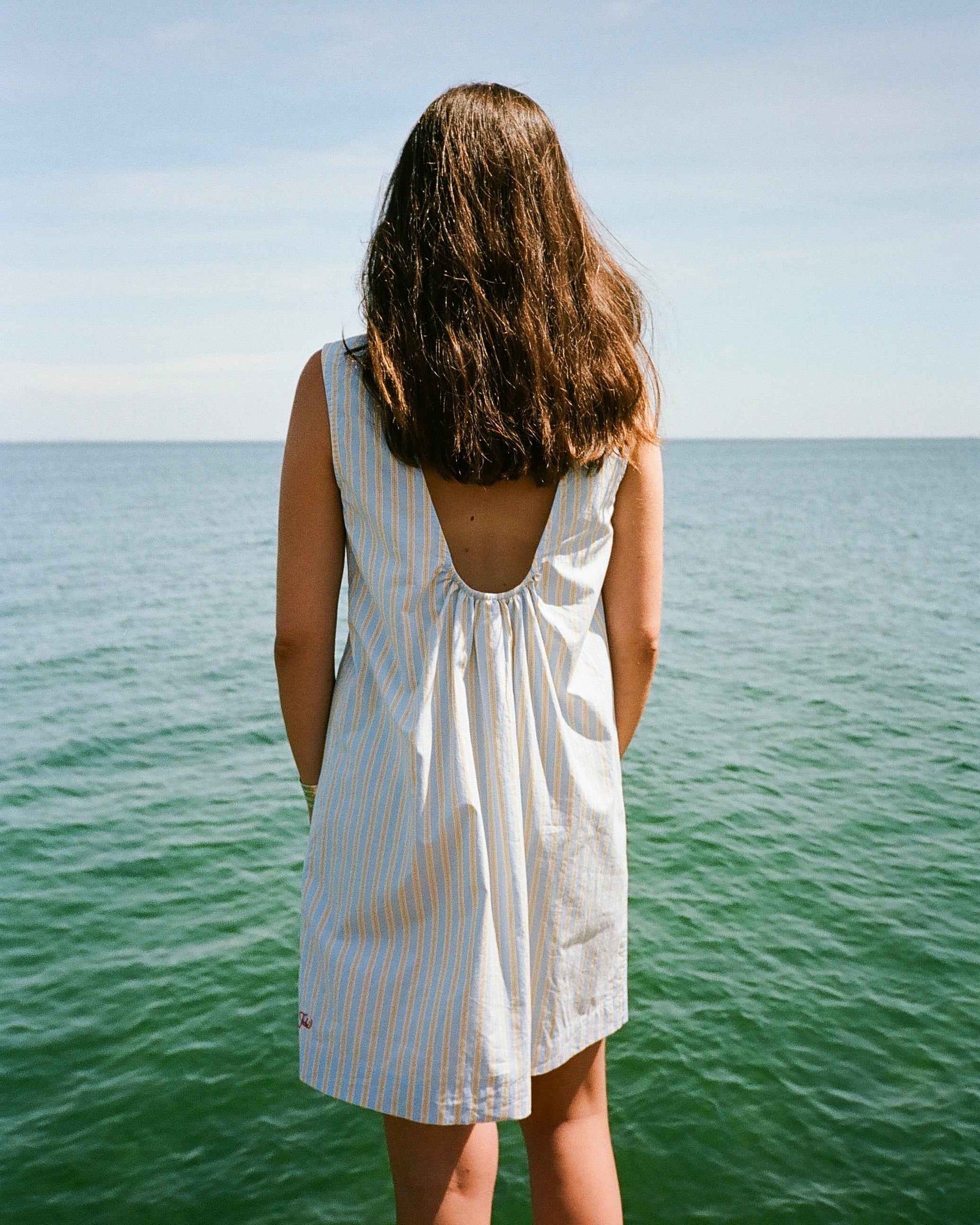blue & yellow stripe summer dress