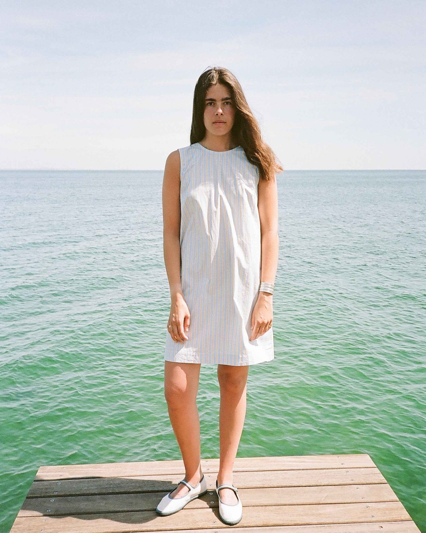 blue & yellow stripe summer dress