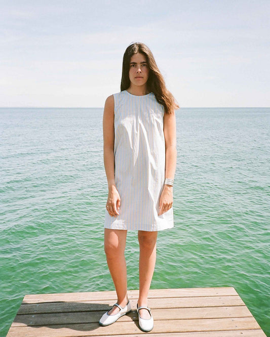 blue & yellow stripe summer dress