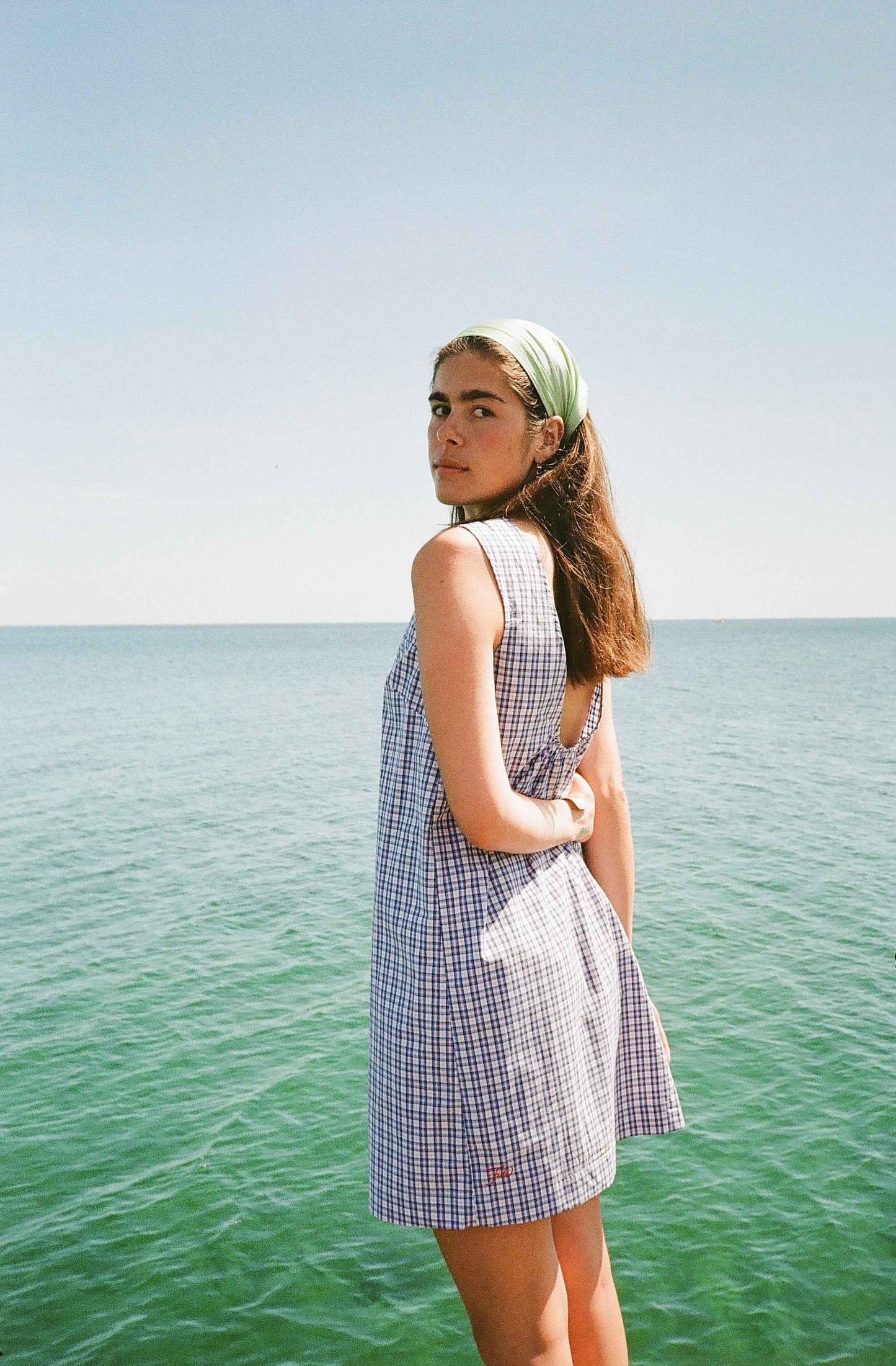 blue check summer dress